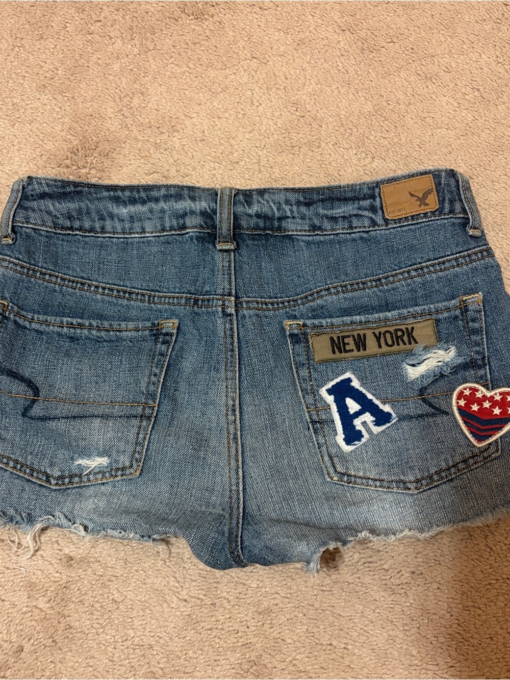 American Eagle patchwork jean shorts